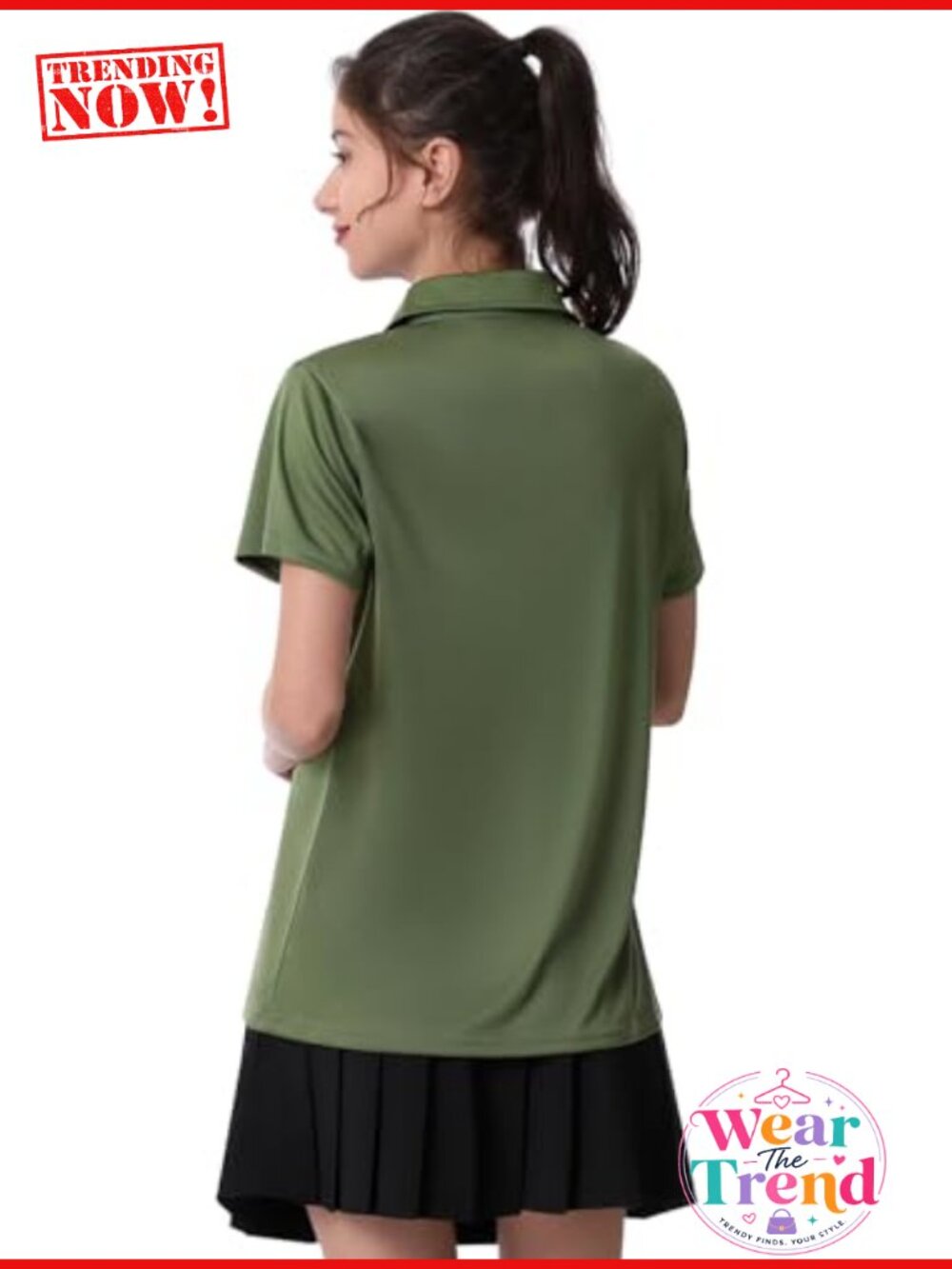 Women's Dry Fit Polo Shirt Short Sleeve Golf Shirt Collar Tops - Picture 4 of 6